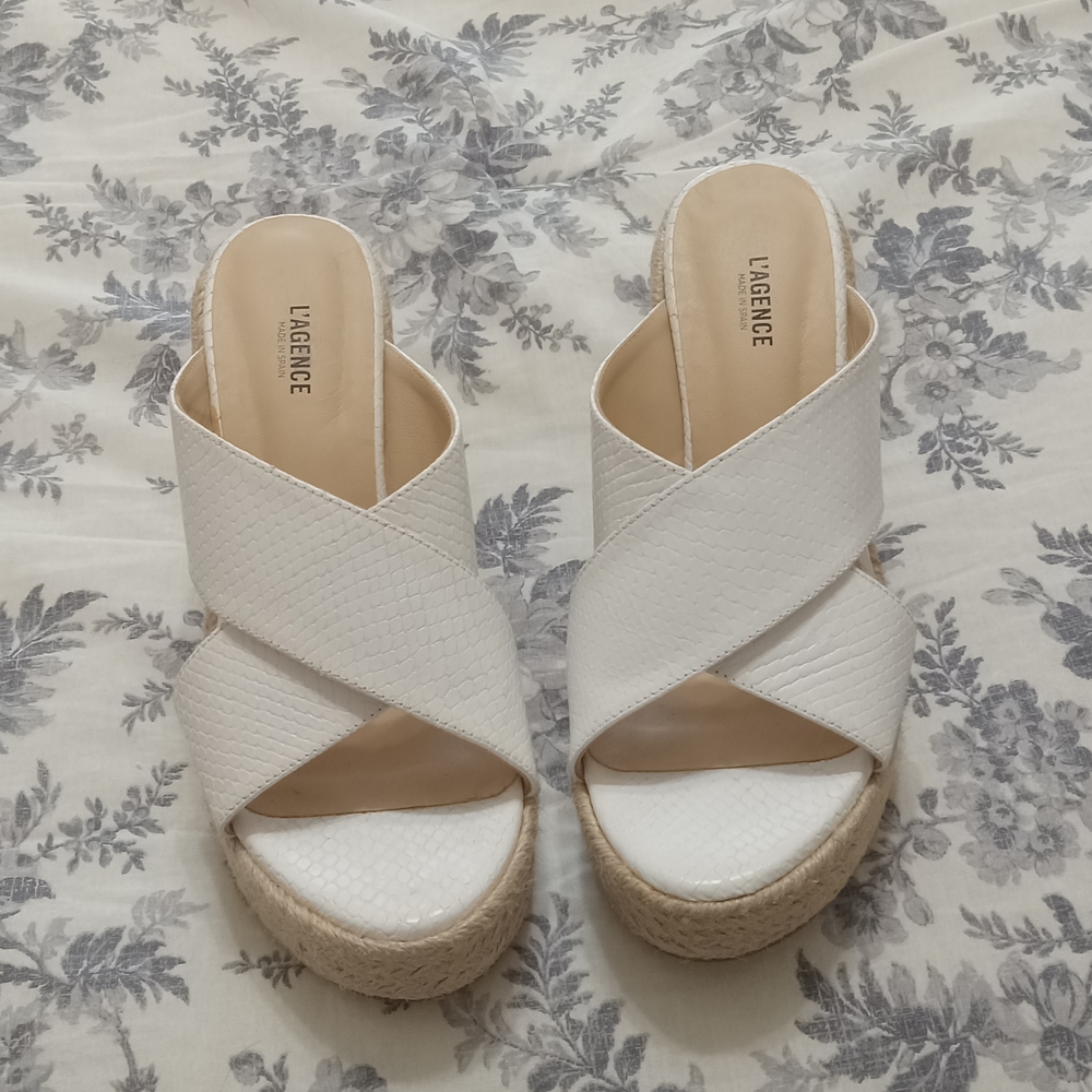 L'AGENCE White Women's Wedge Sandals